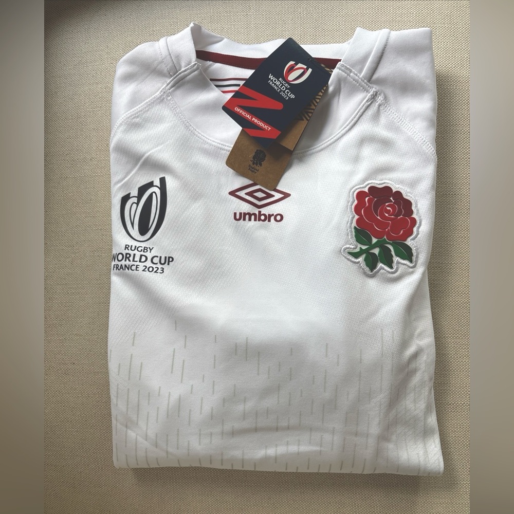 NWT England Rugby Shirt 2023 World Cup‎ Jersey Umbro White Medium